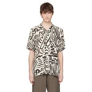 OAS Aerosol Viscose Shirt Small Off-White Black NEW Streetwear Graphic Artsy